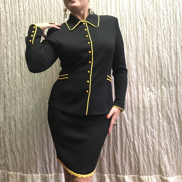 St John Collection Dresses St John Couture By Marie Gray Black Knit Suit Set Poshmark